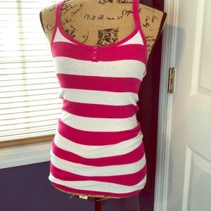 Pink and white striped tank top